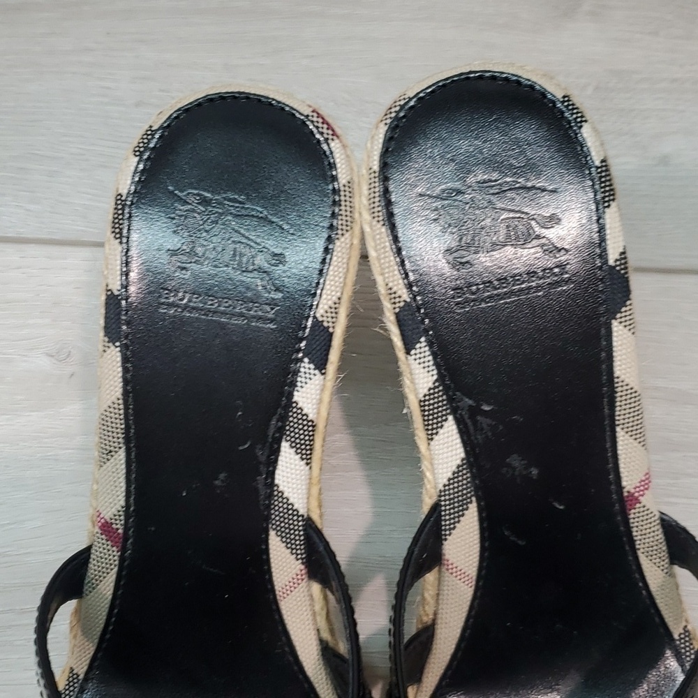 Burberry Womens Leather Logo Print Espadrille Wedge Sandals Shoes sz EU 40/10 - Picture 5 of 13